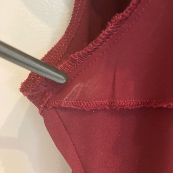 Burgundy flutter sleeve blouse with lace detail - Picture 15 of 16